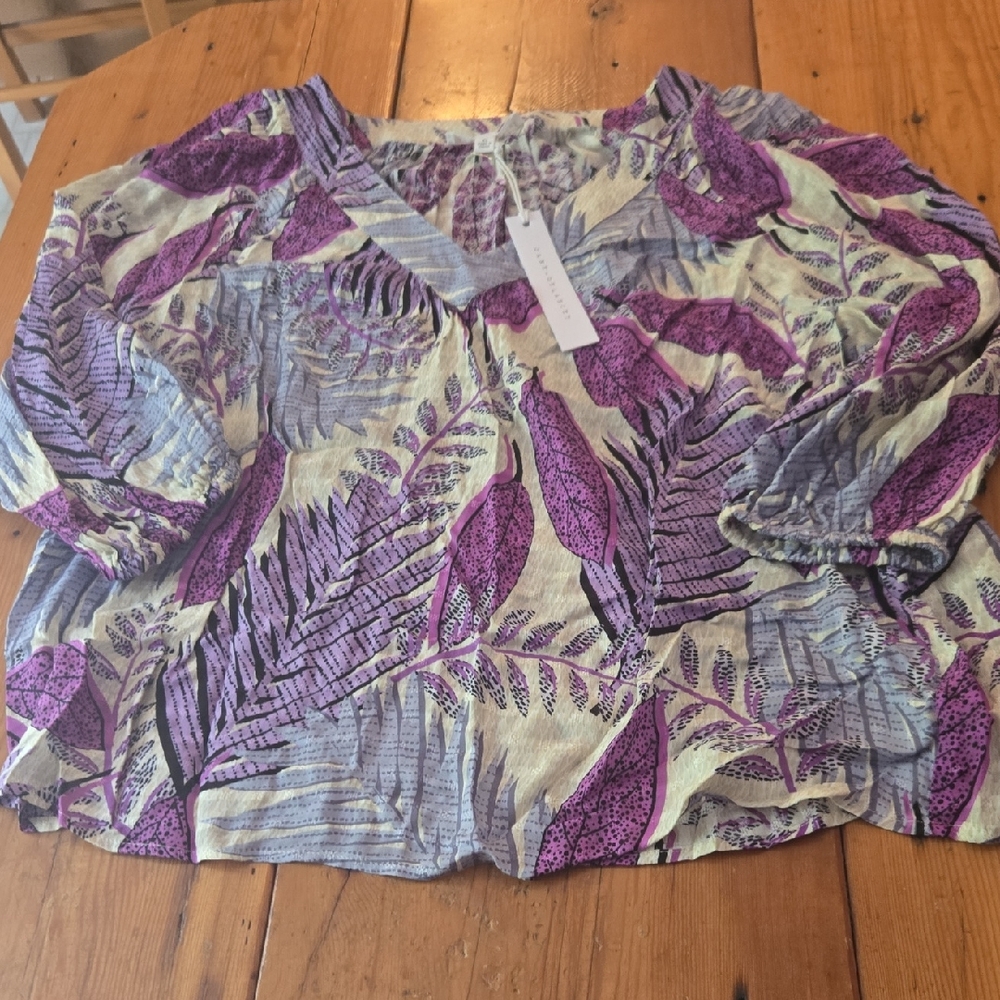 Jane + Delancey Elegant Purple and Cream Blouse Sz Xl